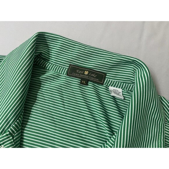 East Lake Golf Club Polo Shirt Men's XL Bobby Jones Golden Shamrock Stripe Green - Picture 6 of 11